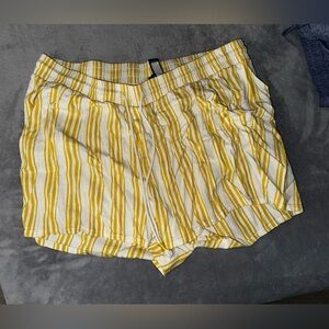Torrid Yellow Striped Linen Shorts